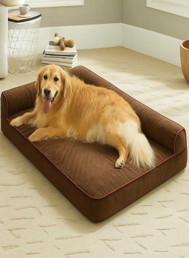gorgeous Dog Beds Memory Foam Orthopadic Large Bed Waterproof Layer for Labrador, Bulldog, Retriever, Poodle, Large Breed Dogbed (Brown, 47x29x4) - Image 1